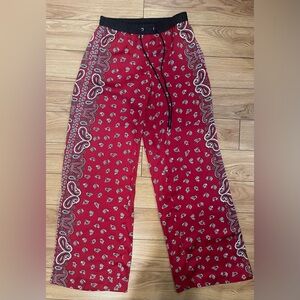 Michael kors Red Paisley Print bandana Pants size 0 palazo wide legs pants
